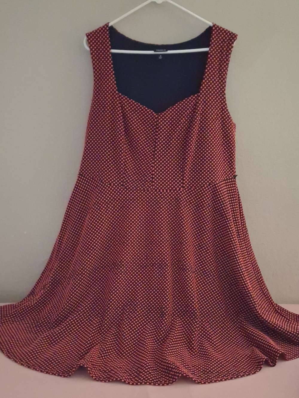 Torrid Women Orange Polka Dot on Black Fit & Flare Sleeveless Dress Torrid 3